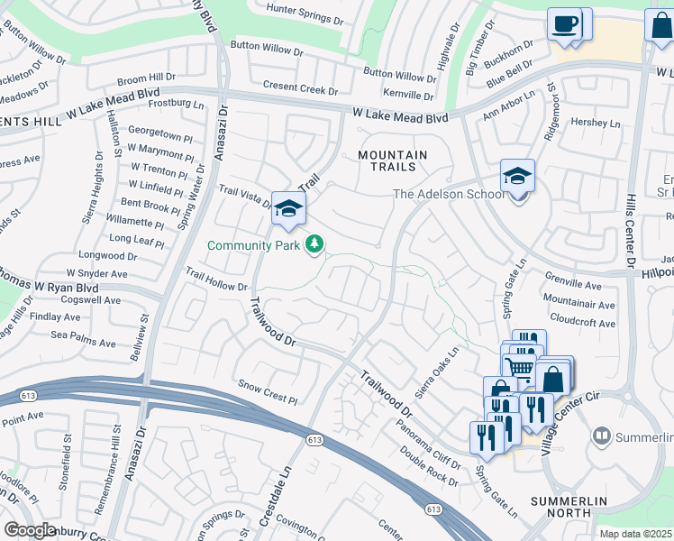 map of restaurants, bars, coffee shops, grocery stores, and more near 2016 Arbor Forest Street in Las Vegas