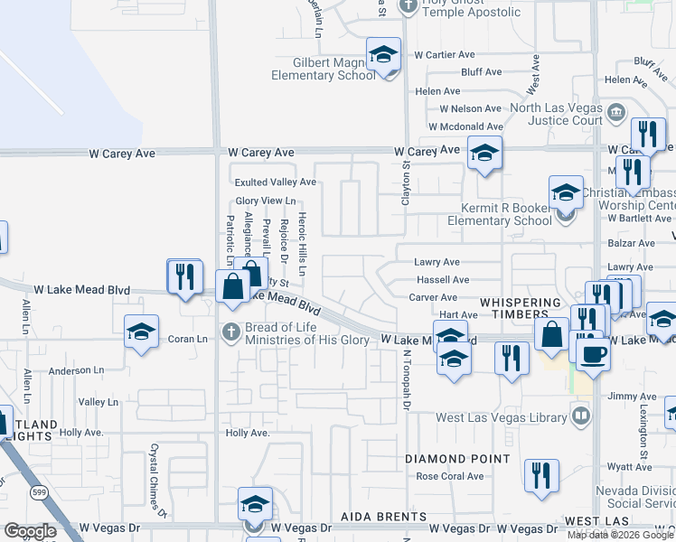 map of restaurants, bars, coffee shops, grocery stores, and more near 2301 Chipplegate Way in North Las Vegas