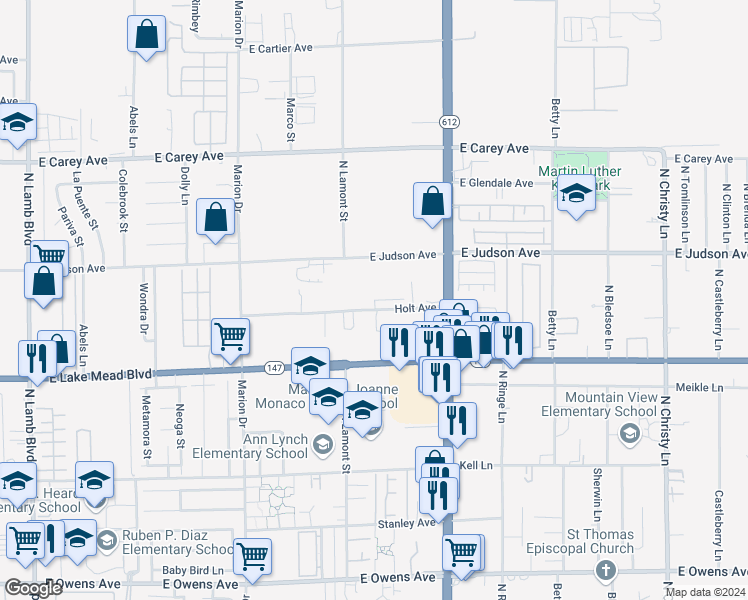 map of restaurants, bars, coffee shops, grocery stores, and more near 4961 Apollostar Court in Las Vegas
