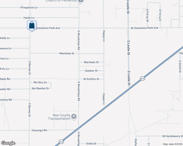 map of restaurants, bars, coffee shops, grocery stores, and more near 2371 Quebec Street in Pahrump