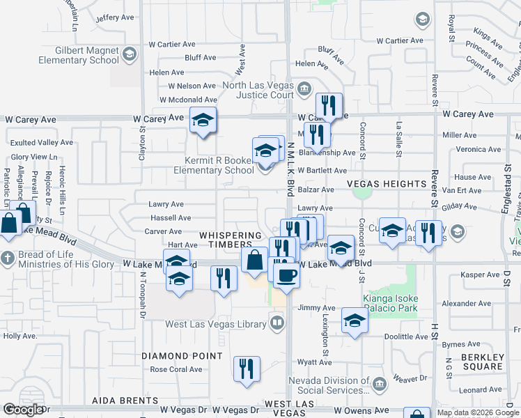 map of restaurants, bars, coffee shops, grocery stores, and more near 2104 Fred Brown Drive in Las Vegas