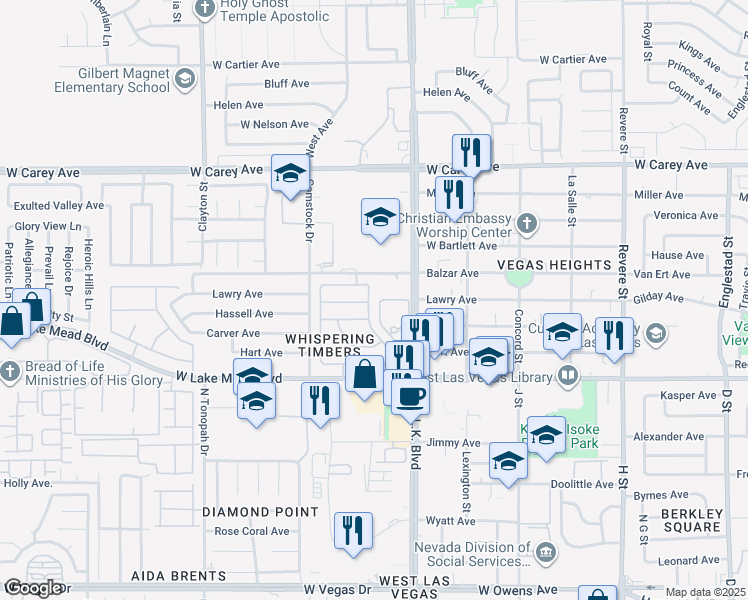 map of restaurants, bars, coffee shops, grocery stores, and more near 2120 Fred Brown Drive in Las Vegas