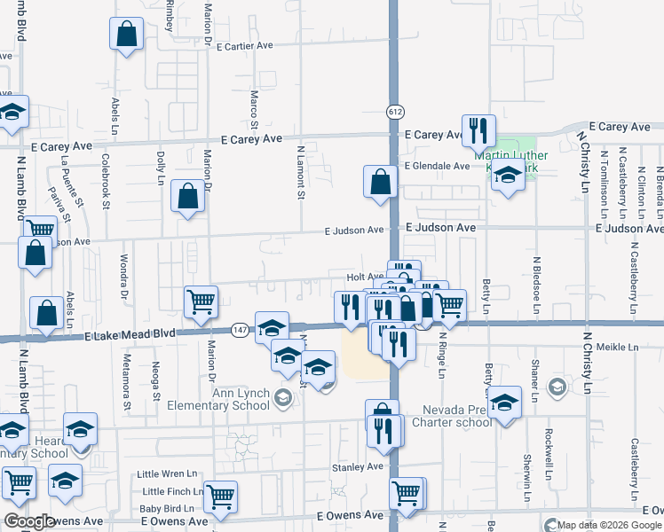 map of restaurants, bars, coffee shops, grocery stores, and more near 4961 Apollostar Court in Las Vegas