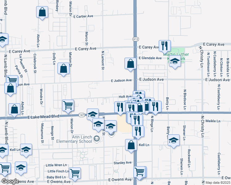 map of restaurants, bars, coffee shops, grocery stores, and more near 4994 Holt Avenue in Las Vegas