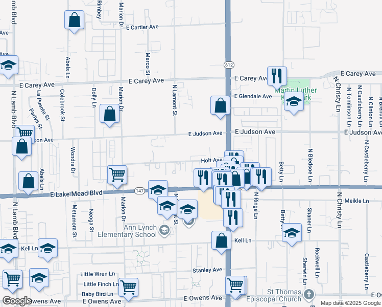 map of restaurants, bars, coffee shops, grocery stores, and more near 4994 Holt Avenue in Las Vegas