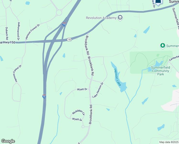 map of restaurants, bars, coffee shops, grocery stores, and more near 7100 Henson Farm Way in Summerfield