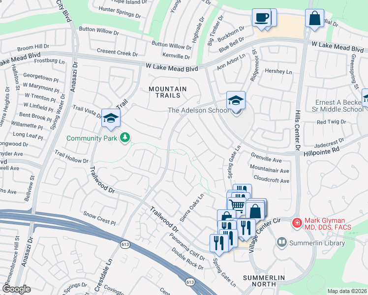 map of restaurants, bars, coffee shops, grocery stores, and more near 2032 Winter Wind Street in Las Vegas