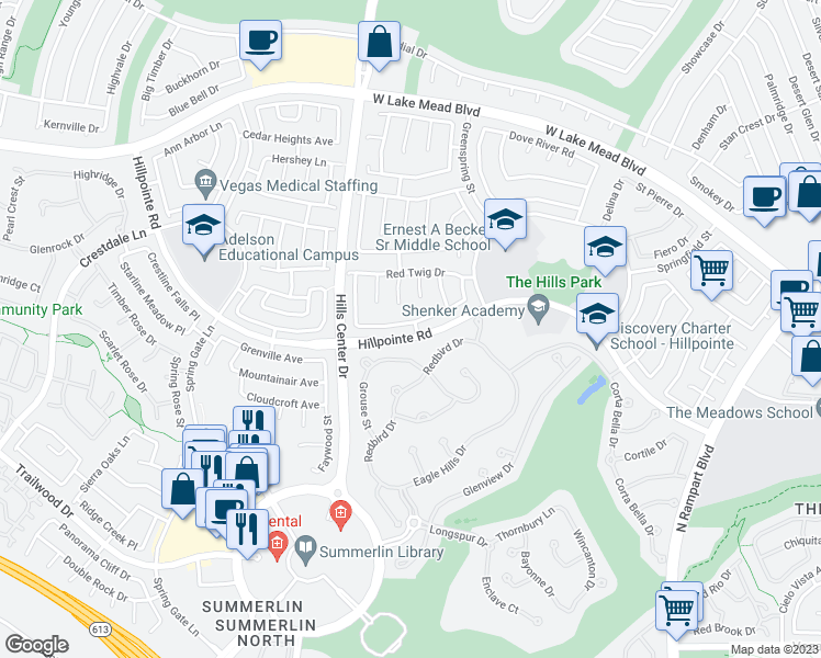 map of restaurants, bars, coffee shops, grocery stores, and more near 9301 Jadecrest Drive in Las Vegas