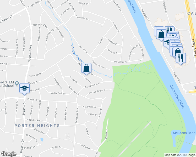 map of restaurants, bars, coffee shops, grocery stores, and more near 1808 Willow Springs Drive in Nashville