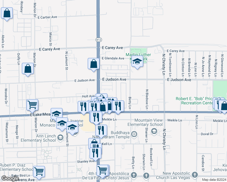map of restaurants, bars, coffee shops, grocery stores, and more near 2130 Trebbiano Way in Las Vegas