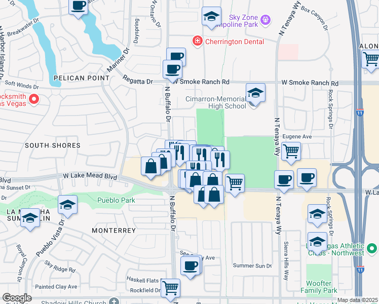 map of restaurants, bars, coffee shops, grocery stores, and more near 2108 Calville Street in Las Vegas