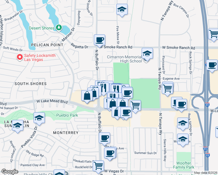 map of restaurants, bars, coffee shops, grocery stores, and more near 2108 Calville Street in Las Vegas