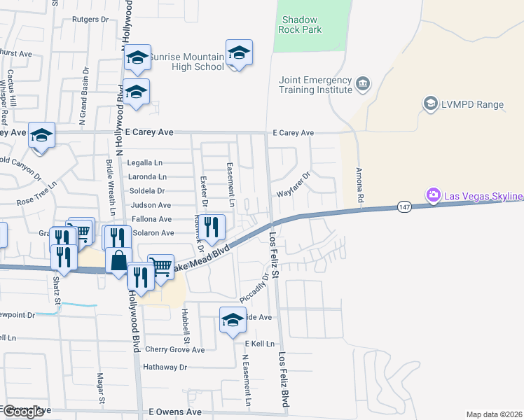 map of restaurants, bars, coffee shops, grocery stores, and more near 7083 Burcot Avenue in Las Vegas