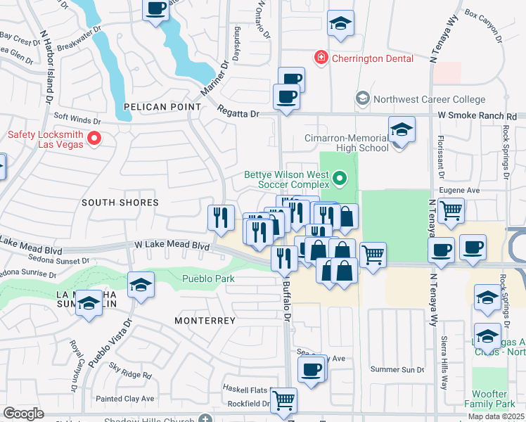 map of restaurants, bars, coffee shops, grocery stores, and more near in Las Vegas