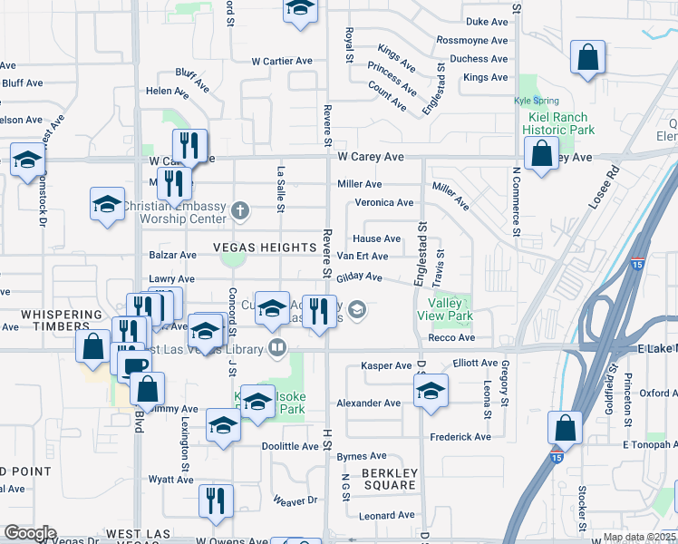 map of restaurants, bars, coffee shops, grocery stores, and more near 807 Lawry Avenue in Las Vegas