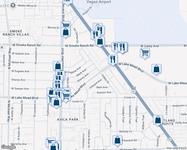 map of restaurants, bars, coffee shops, grocery stores, and more near 4325 West Lake Mead Boulevard in Las Vegas