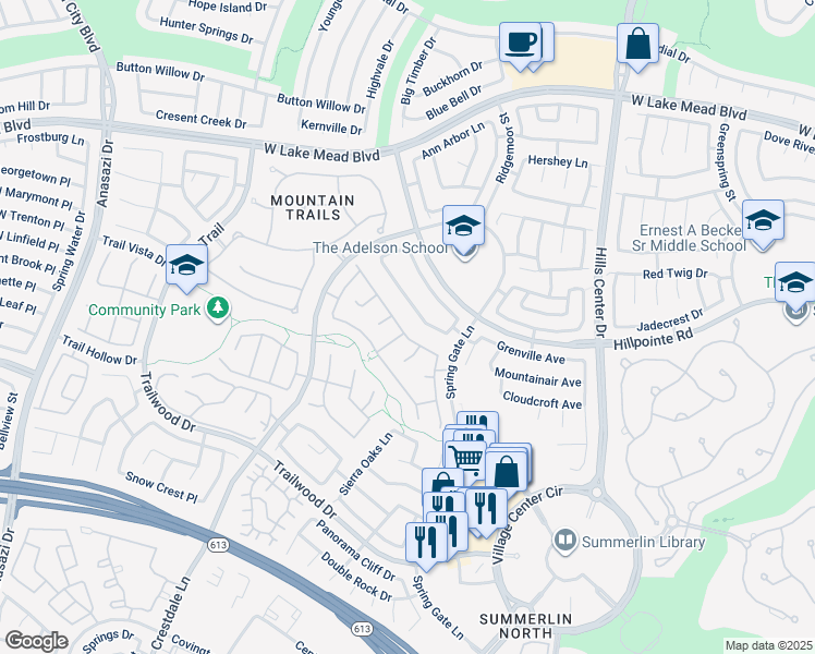 map of restaurants, bars, coffee shops, grocery stores, and more near 2132 Timber Rose Drive in Las Vegas