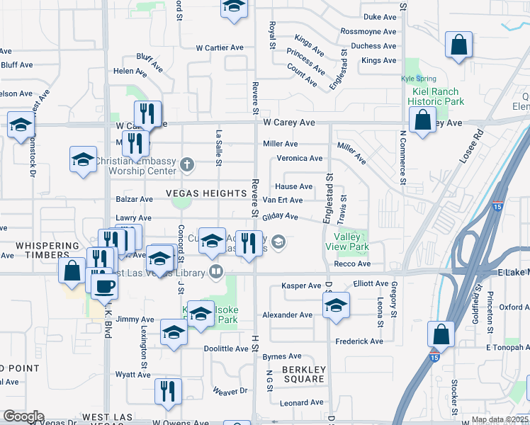 map of restaurants, bars, coffee shops, grocery stores, and more near 807 Lawry Avenue in Las Vegas