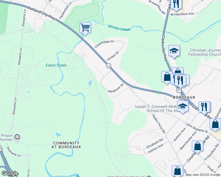 map of restaurants, bars, coffee shops, grocery stores, and more near 1708 Windover Drive in Nashville