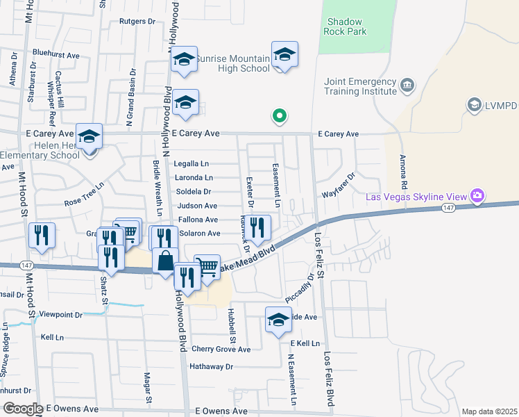 map of restaurants, bars, coffee shops, grocery stores, and more near 6932 Kilgore Drive in Las Vegas