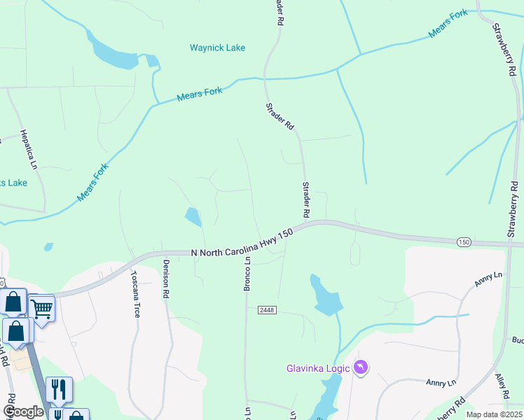 map of restaurants, bars, coffee shops, grocery stores, and more near 7412 Somersby Drive in Summerfield