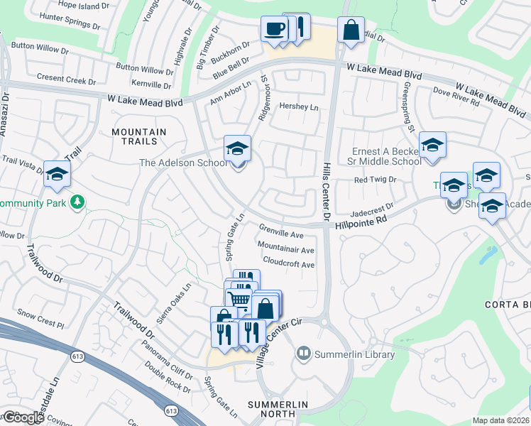map of restaurants, bars, coffee shops, grocery stores, and more near 2117 Desert Pines Street in Las Vegas