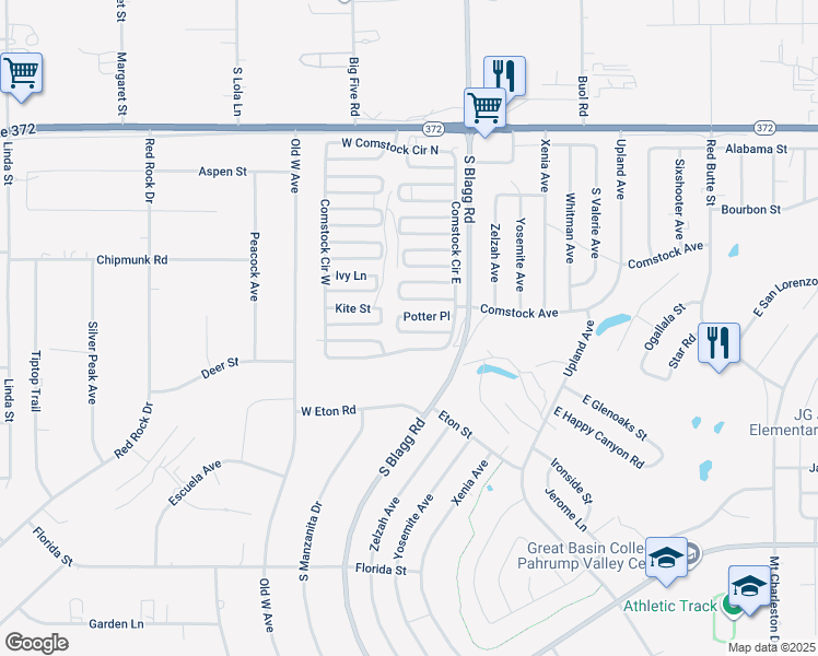 map of restaurants, bars, coffee shops, grocery stores, and more near 120 Old Mine Road in Pahrump