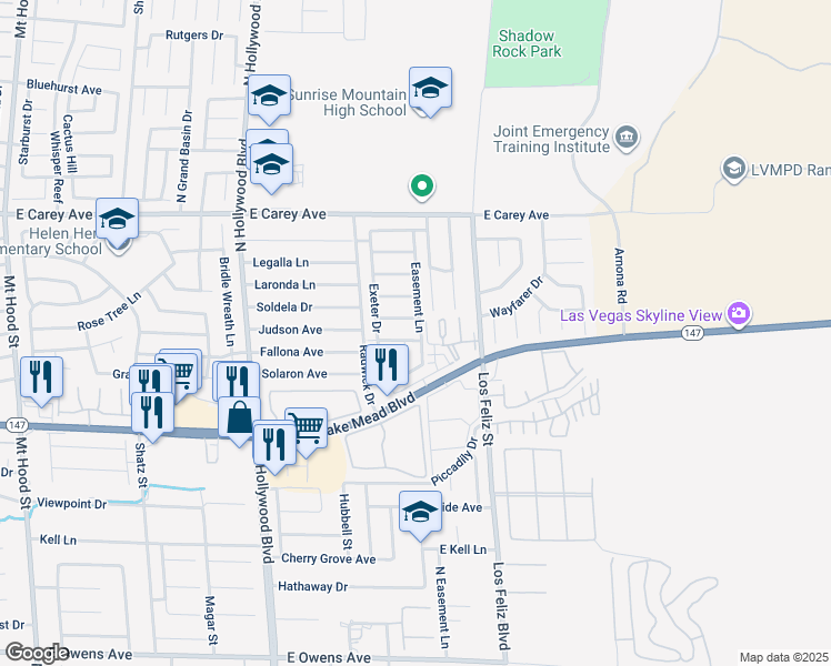 map of restaurants, bars, coffee shops, grocery stores, and more near 2241 Sierra Sunrise Street in Las Vegas