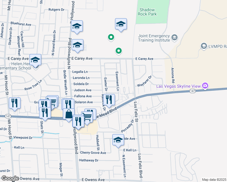 map of restaurants, bars, coffee shops, grocery stores, and more near 2241 Sierra Sunrise Street in Las Vegas