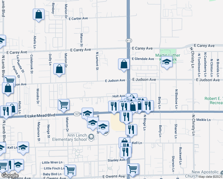 map of restaurants, bars, coffee shops, grocery stores, and more near 4995 Judson Avenue in Las Vegas