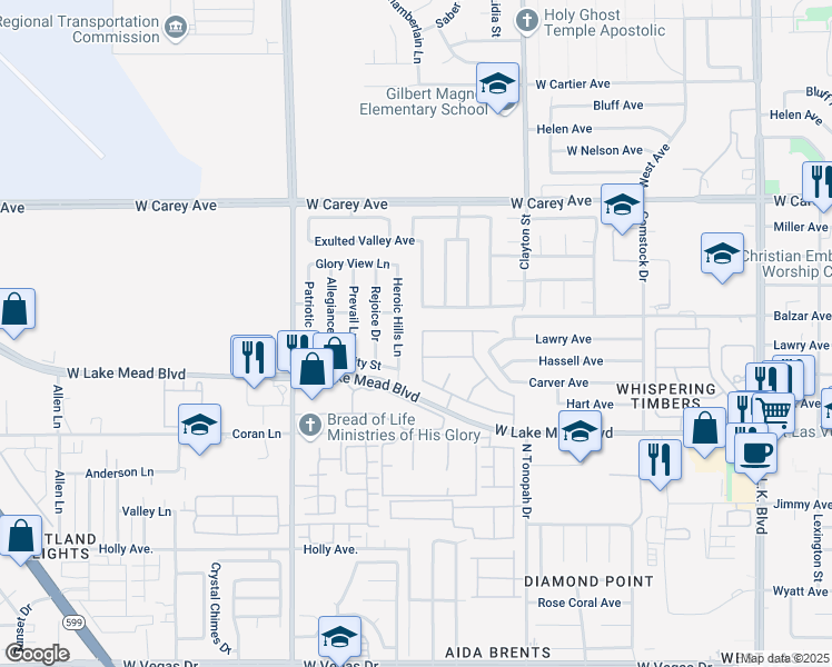 map of restaurants, bars, coffee shops, grocery stores, and more near 2202 Heroic Hills Lane in North Las Vegas