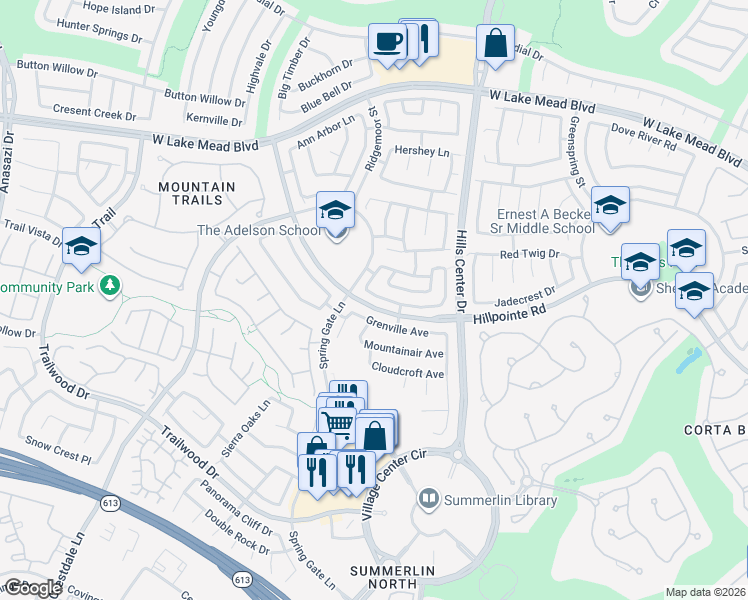 map of restaurants, bars, coffee shops, grocery stores, and more near 2117 Desert Pines Street in Las Vegas