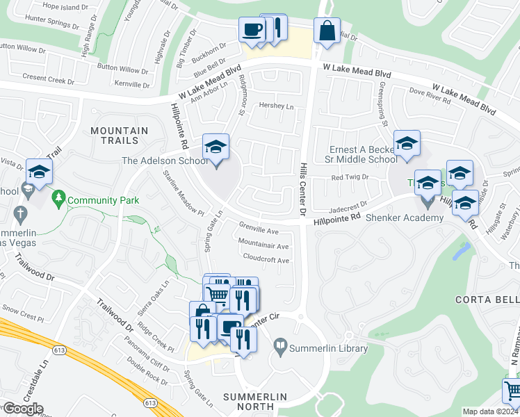 map of restaurants, bars, coffee shops, grocery stores, and more near 9500 Sierra Summit Avenue in Las Vegas