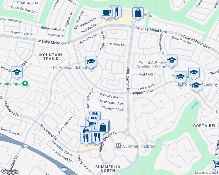 map of restaurants, bars, coffee shops, grocery stores, and more near 9500 Sierra Summit Avenue in Las Vegas