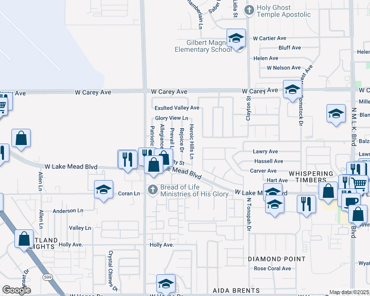 map of restaurants, bars, coffee shops, grocery stores, and more near 2203 Rejoice Drive in North Las Vegas