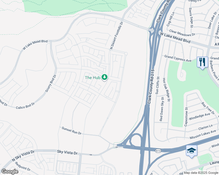 map of restaurants, bars, coffee shops, grocery stores, and more near 1536 Hopeful Lark Lane in Las Vegas