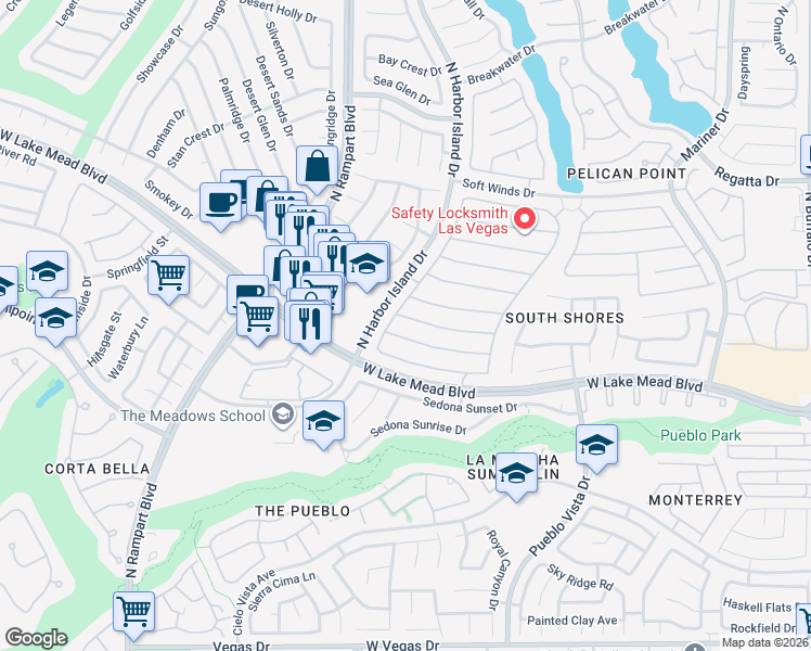 map of restaurants, bars, coffee shops, grocery stores, and more near 8349 Hollow Wharf Drive in Las Vegas