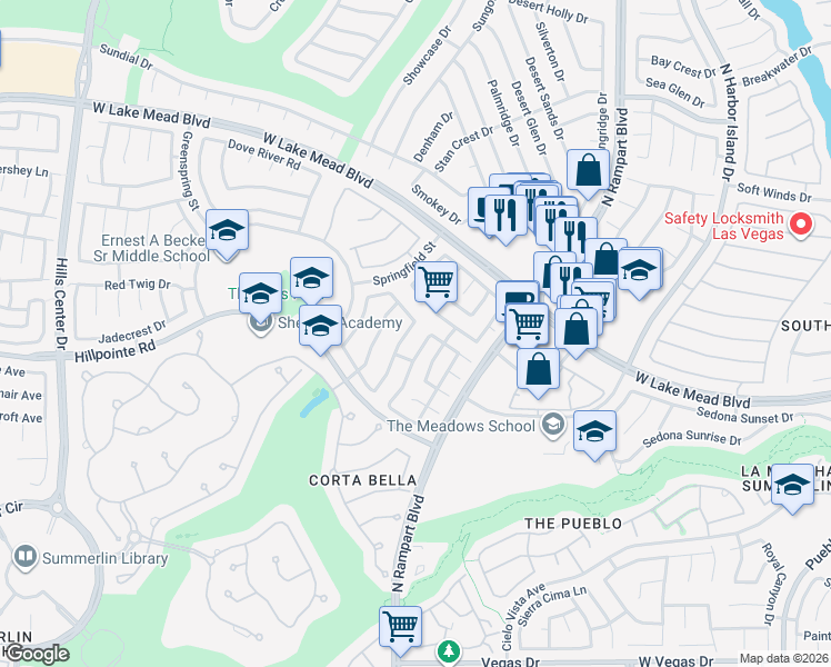map of restaurants, bars, coffee shops, grocery stores, and more near 8808 Stafford Springs Drive in Las Vegas