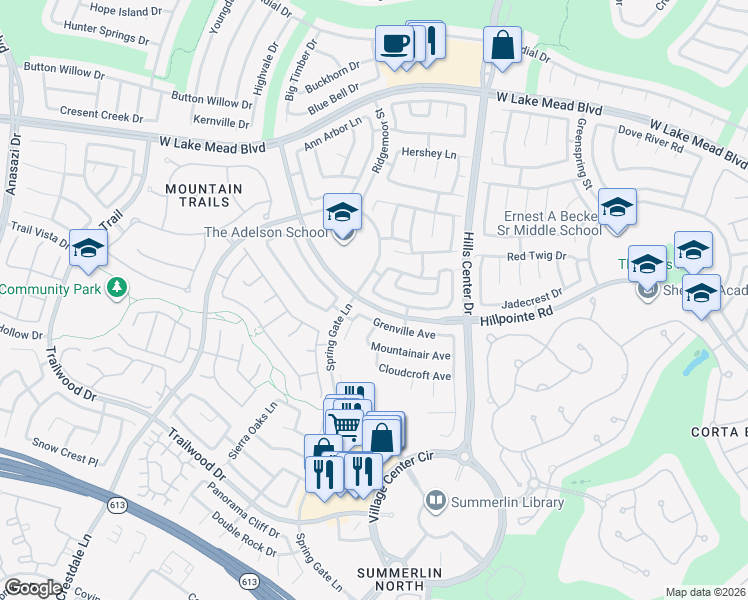 map of restaurants, bars, coffee shops, grocery stores, and more near 2117 Desert Pines Street in Las Vegas