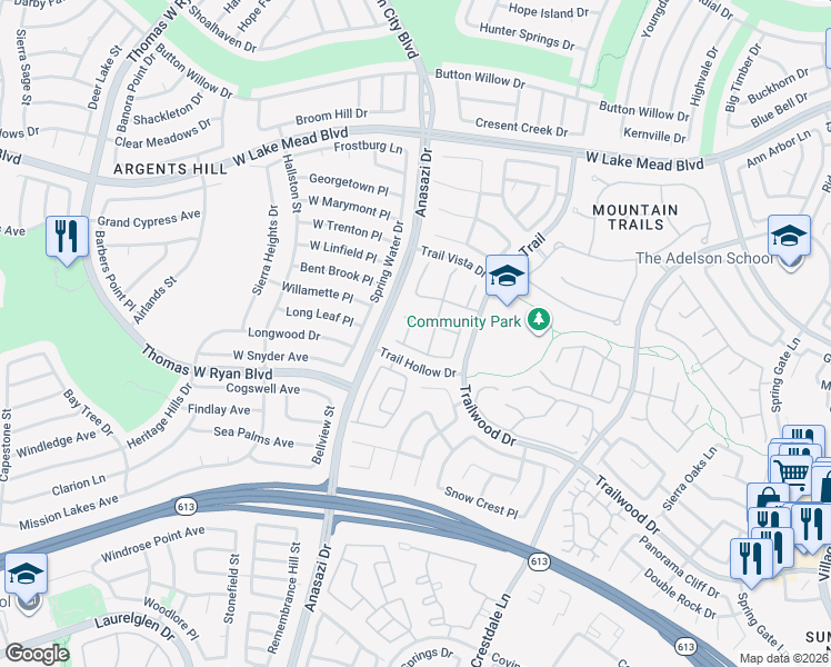 map of restaurants, bars, coffee shops, grocery stores, and more near 10224 Glen Ora Avenue in Las Vegas