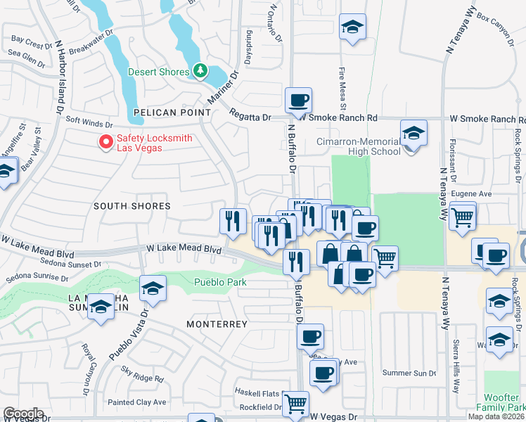 map of restaurants, bars, coffee shops, grocery stores, and more near 7701 Tackle Drive in Las Vegas