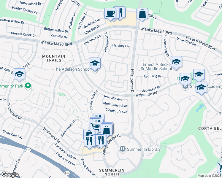 map of restaurants, bars, coffee shops, grocery stores, and more near 9508 Sierra Summit Avenue in Las Vegas