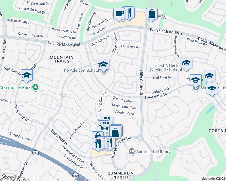 map of restaurants, bars, coffee shops, grocery stores, and more near 2117 Desert Pines Street in Las Vegas