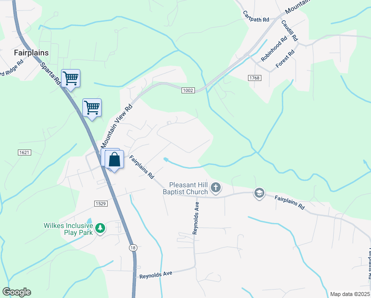 map of restaurants, bars, coffee shops, grocery stores, and more near 390 Hilltop Acres Street in North Wilkesboro