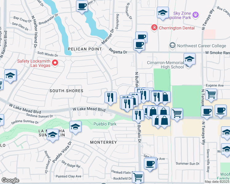 map of restaurants, bars, coffee shops, grocery stores, and more near in Las Vegas