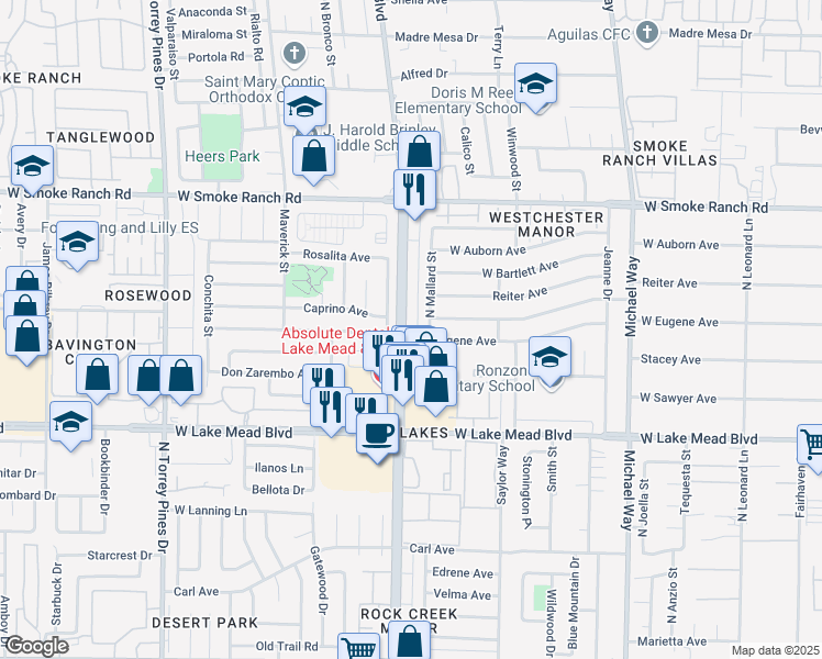 map of restaurants, bars, coffee shops, grocery stores, and more near 2205 North Jones Boulevard in Las Vegas