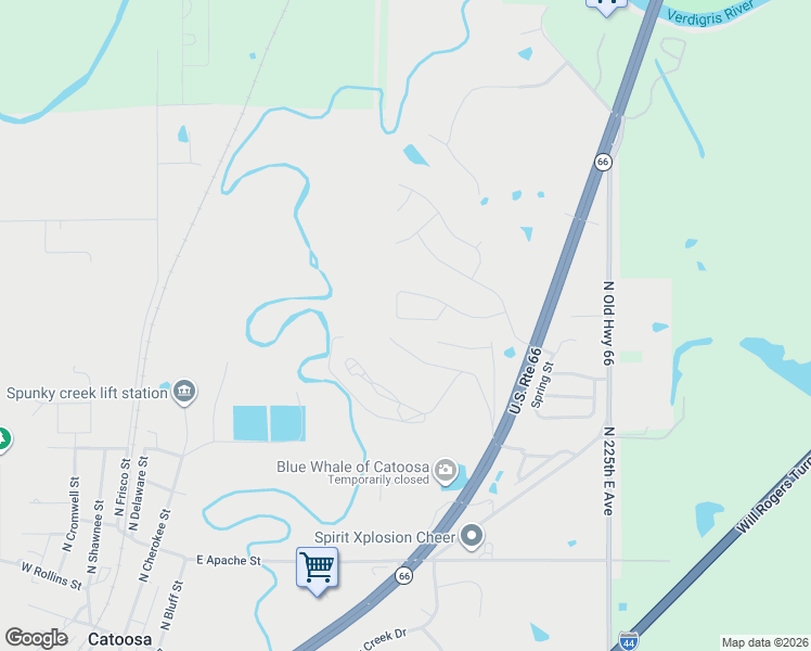 map of restaurants, bars, coffee shops, grocery stores, and more near 209 Bradford Street in Catoosa