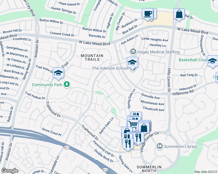 map of restaurants, bars, coffee shops, grocery stores, and more near 2221 Timber Rose Drive in Las Vegas
