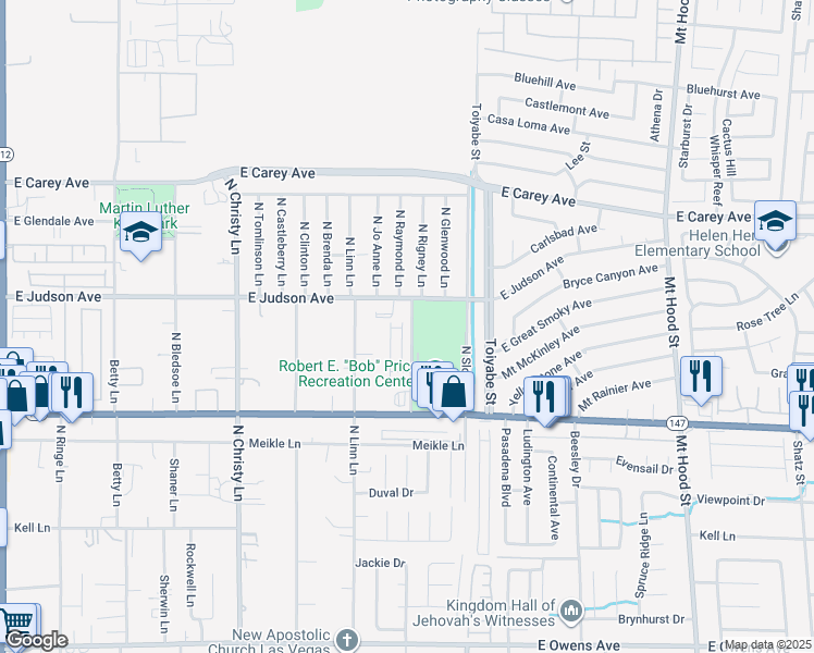 map of restaurants, bars, coffee shops, grocery stores, and more near 2166 Casa Ladera Street in Las Vegas
