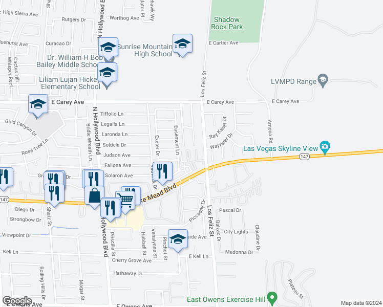 map of restaurants, bars, coffee shops, grocery stores, and more near 7048 Burcot Avenue in Las Vegas